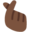 hand with index finger and thumb crossed, dark skin tone